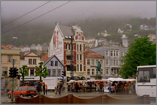 Das Stadtzetrum Bergens nahe dem Fischmarkt